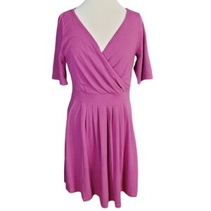 Lands End Cotton Blend Fit & Flare Pullover Dress Size 10-12